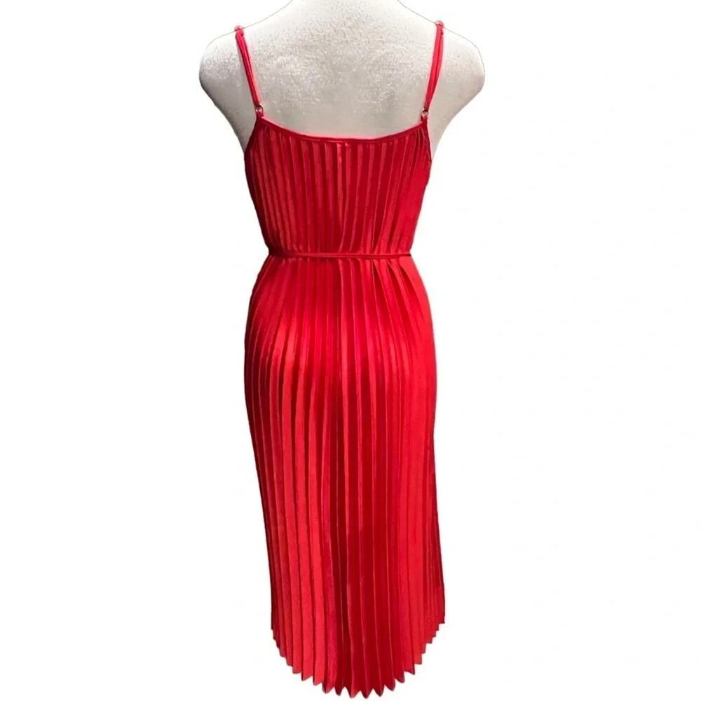 Sam Edelman Red Pleated Midi Dress Sleeveless Size M NWOT - Picture 6 of 10
